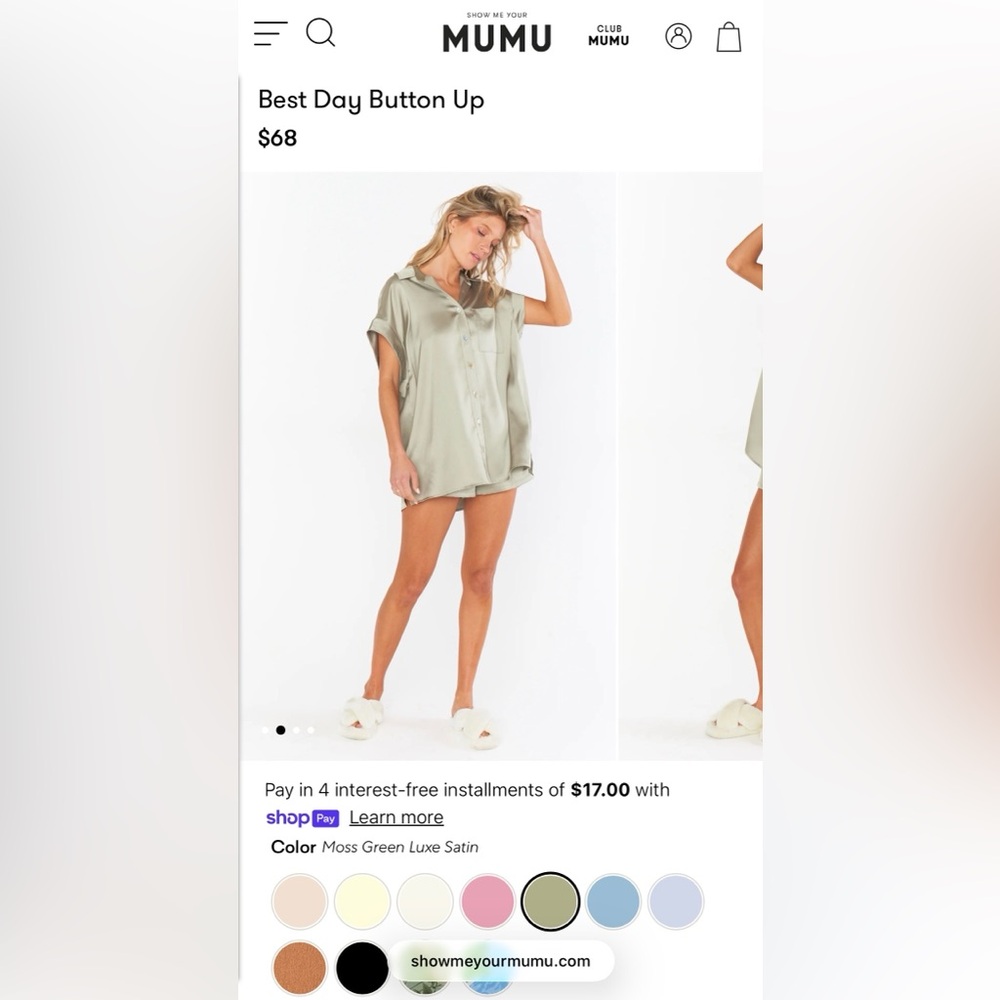 Show Me Your MuMu satin pajamas shorts set